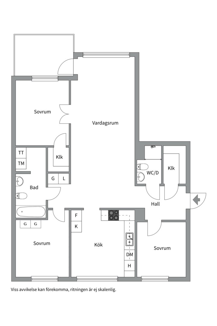 Planlösning från Hällbygatan 19, Såld i Luthagen, Uppsala