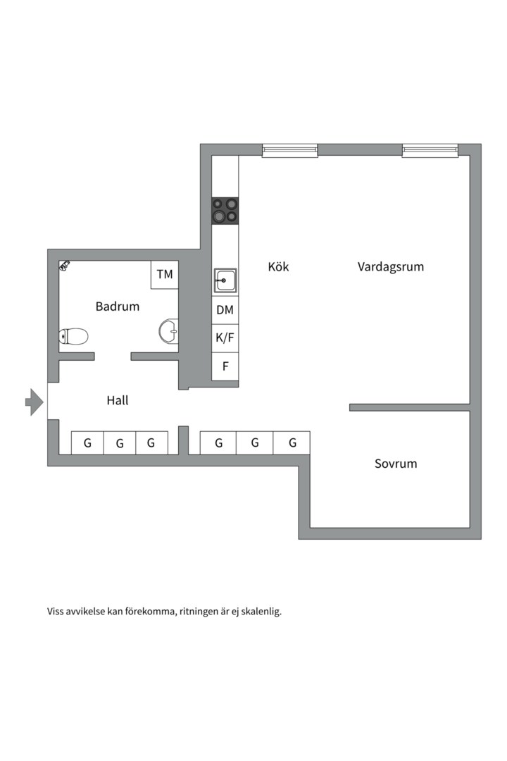 Planlösning från Hornsbergs strand 15B, Såld i , Stockholm