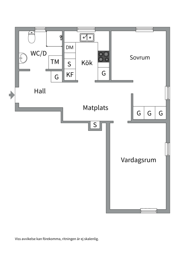 Planlösning från Börjegatan 19A, Såld i Luthagen, Uppsala