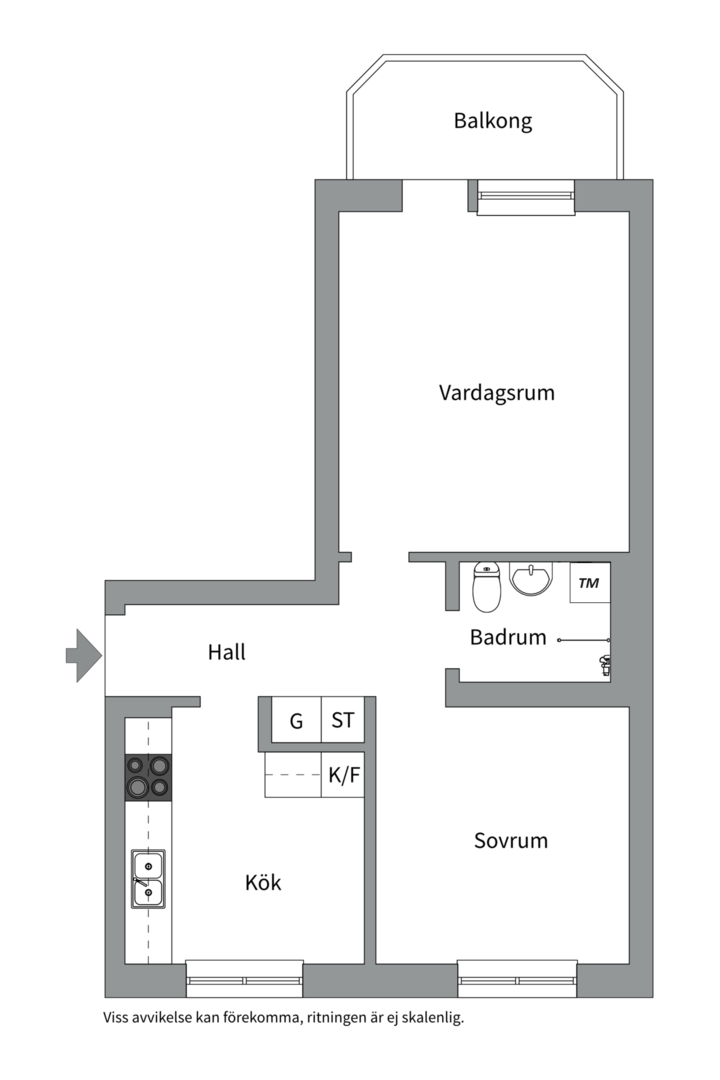 Planlösning från Bomansgatan 22E, Såld i Kristiansborg, Västerås