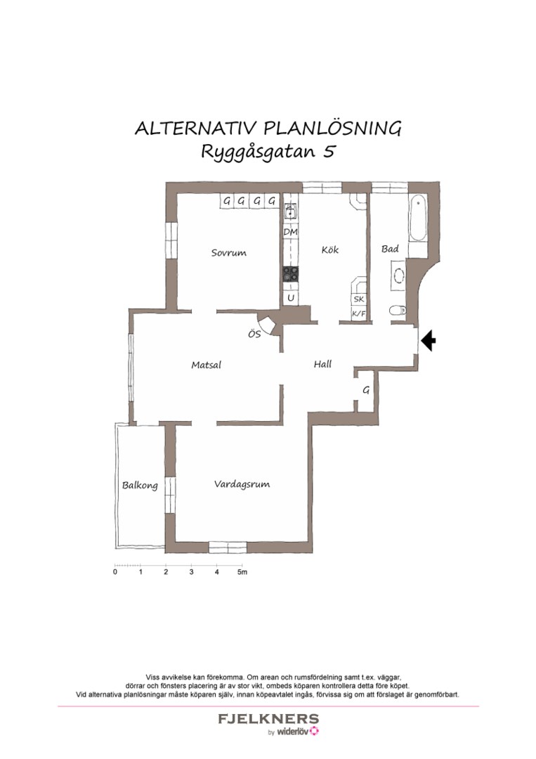 Planlösning från Ryggåsgatan 5, Såld i Bromma - Alvik, Stockholm