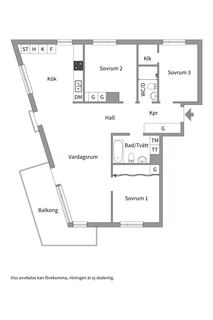 Planlösning från Finnboda parkväg 18A, Såld i Finnboda Hamn, Nacka