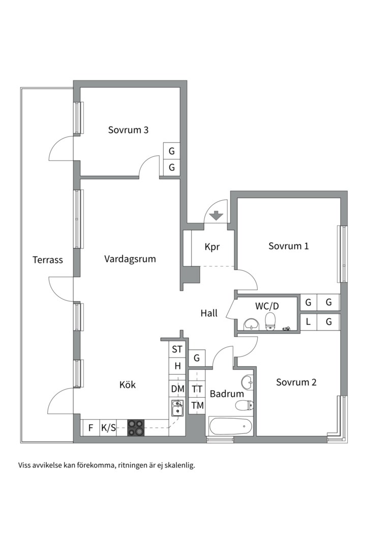 Planlösning från Finnboda parkväg 18C, Såld i Finnboda Hamn, Nacka