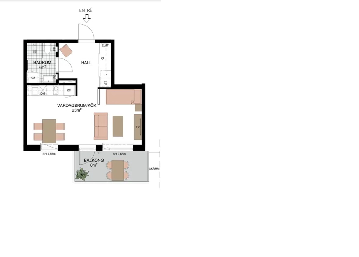 Planlösning från Tövädersgatan 1B, Såld i Gränby, Uppsala