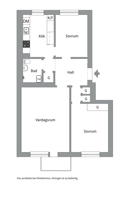Planlösning från Lindsbergsgatan 3A, Såld i Sommarro, Uppsala