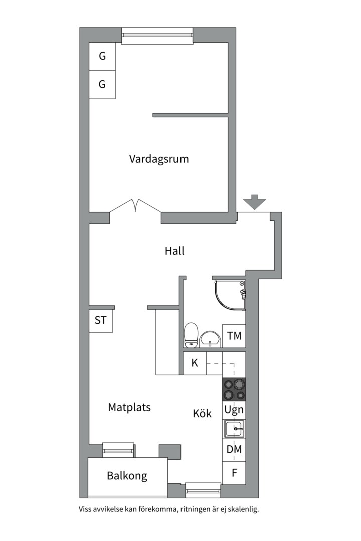 Planlösning från Sturegatan 17B, Såld i Centrum, Västerås