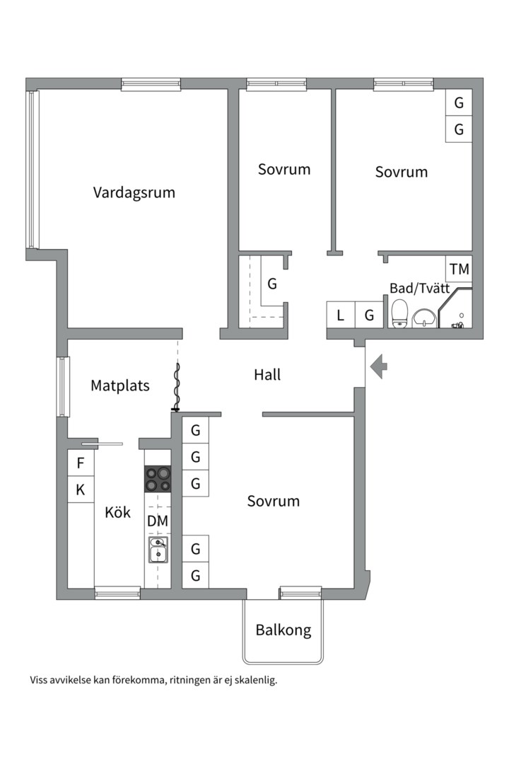 Planlösning från Murargatan 18A, Såld i Salabacke, Uppsala