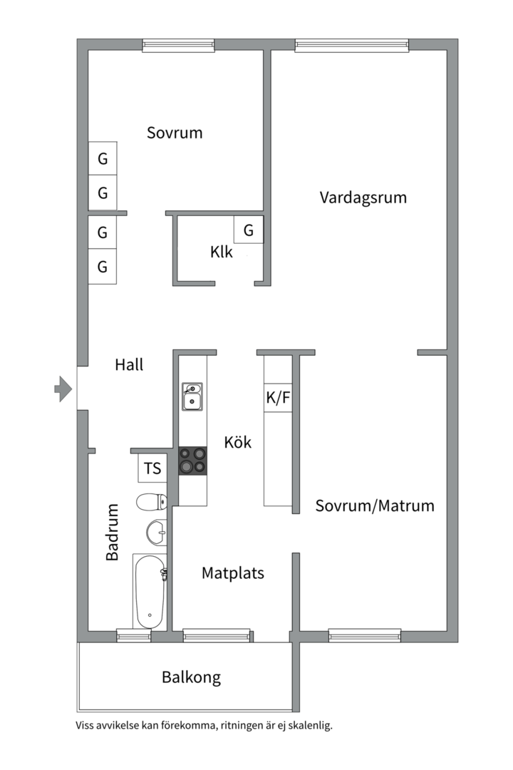 Planlösning från Österängsgatan 28B, Såld i Fålhagen, Uppsala