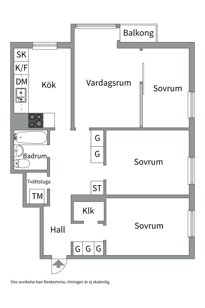 Planlösning från Atlasvägen 61, Såld i Sickla, Nacka