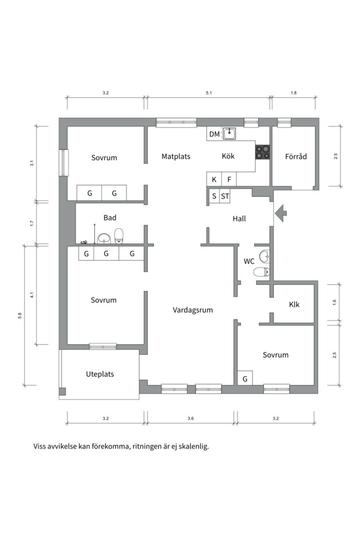 Planlösning från Gustaf Kjellbergs väg 20, Såld i Ulleråker, Uppsala