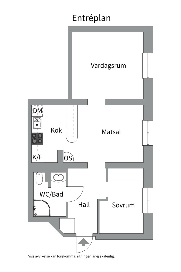 Planlösning från Kungsgatan 37B, Såld i Centrum, Uppsala