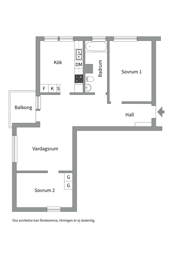 Planlösning från Landåvägen 10, Såld i Jarlaberg, Nacka