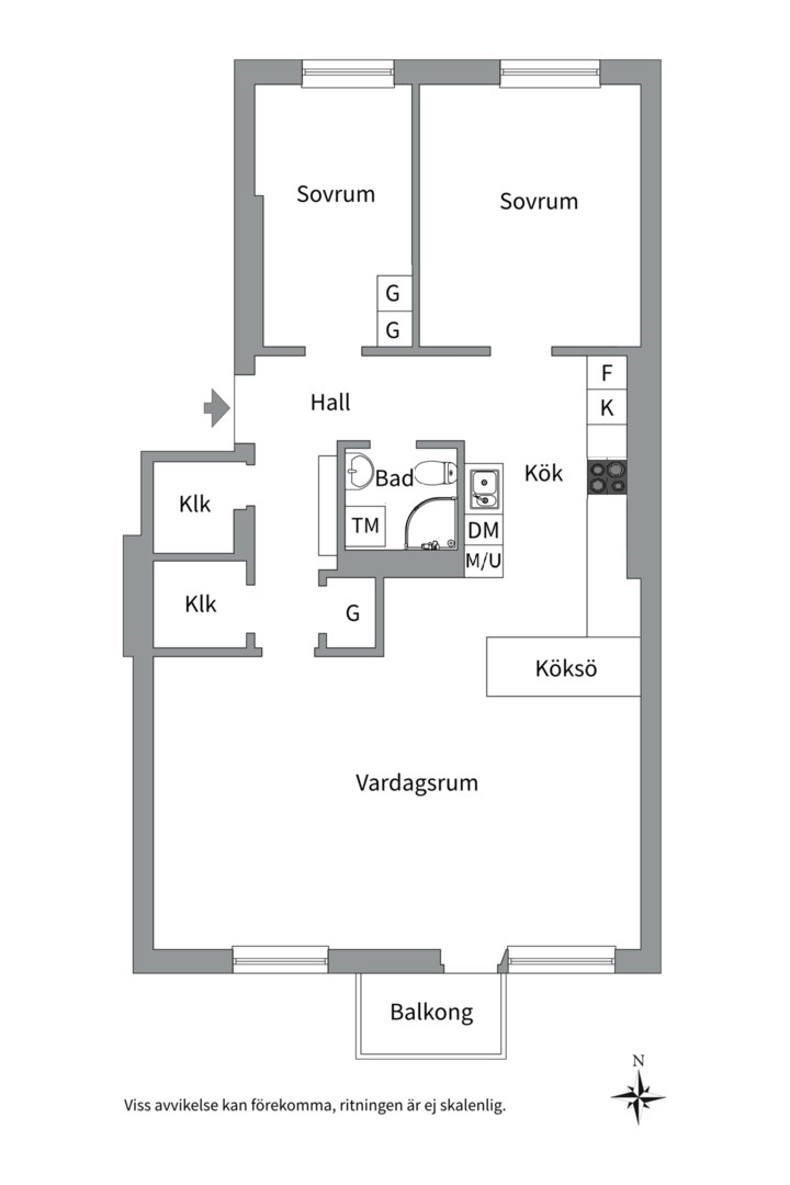 Planlösning från Luthagsesplanaden 1 B, Såld i Främre Luthagen, Uppsala