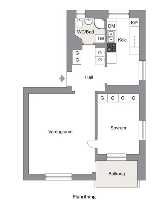 Planlösning från Ugglevägen 19C, Såld i Saltängen, Nacka
