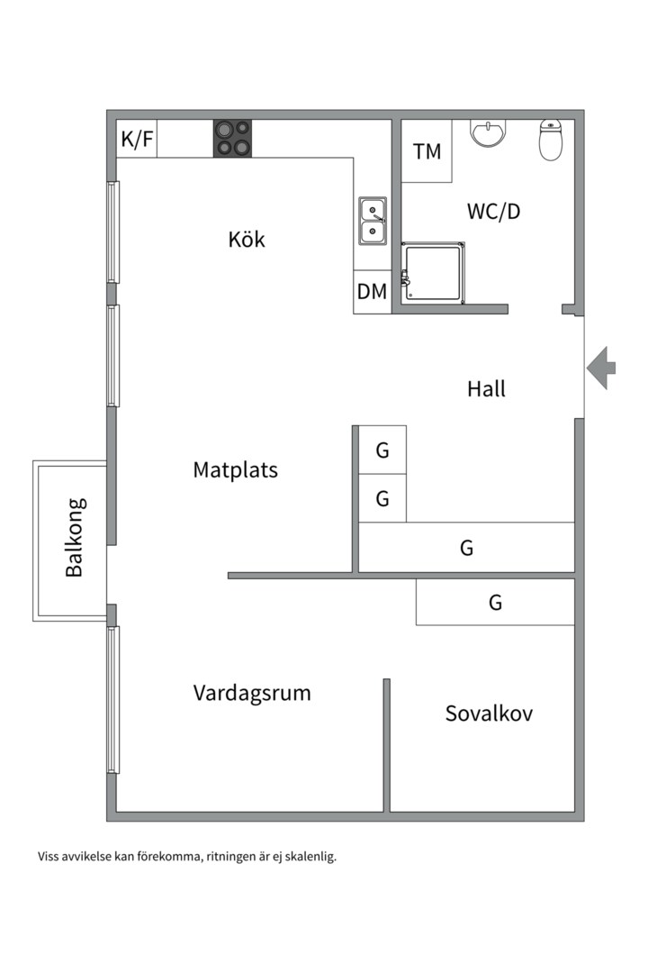 Planlösning från Eriksgatan 19, Såld i Luthagen, Uppsala