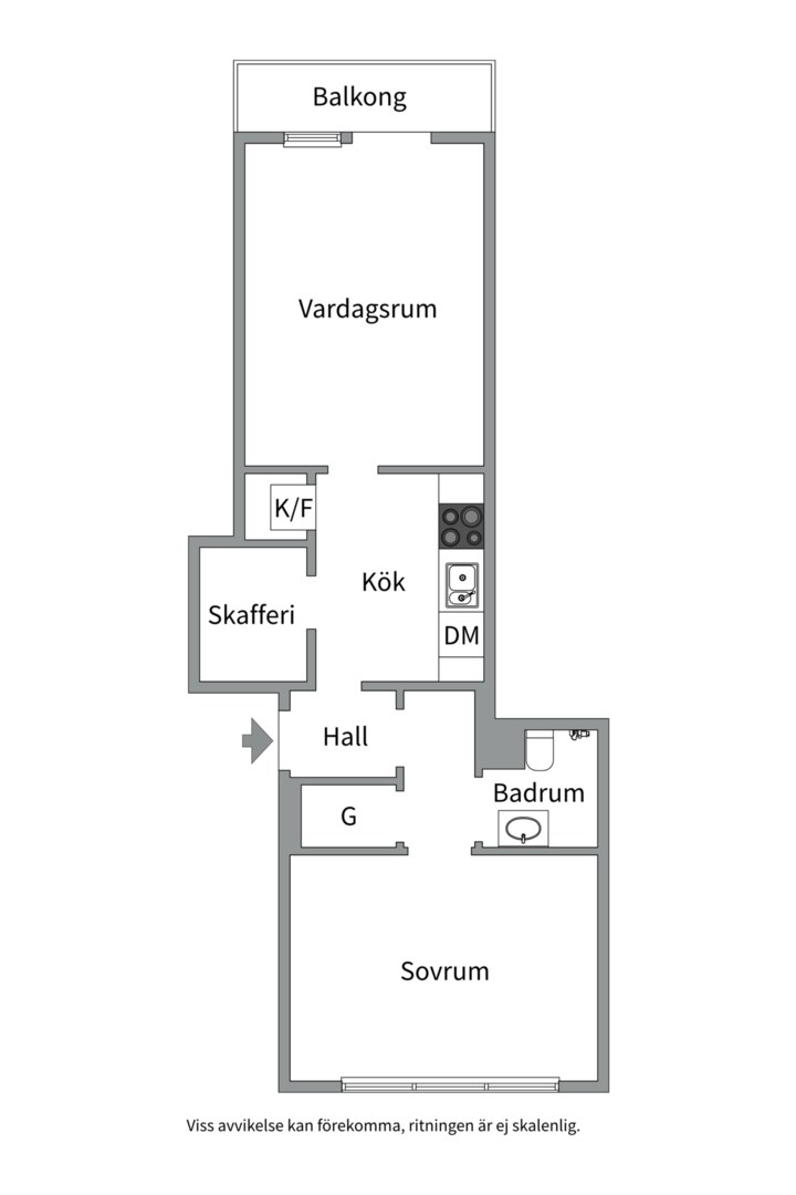 Planlösning från Frodegatan 13B, Såld i Fålhagen, Uppsala