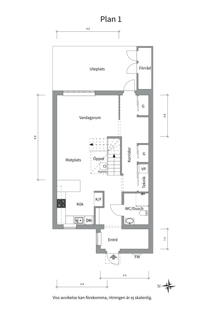 Planlösning från Vikvägen 28, Såld i Vårdsätra, Uppsala