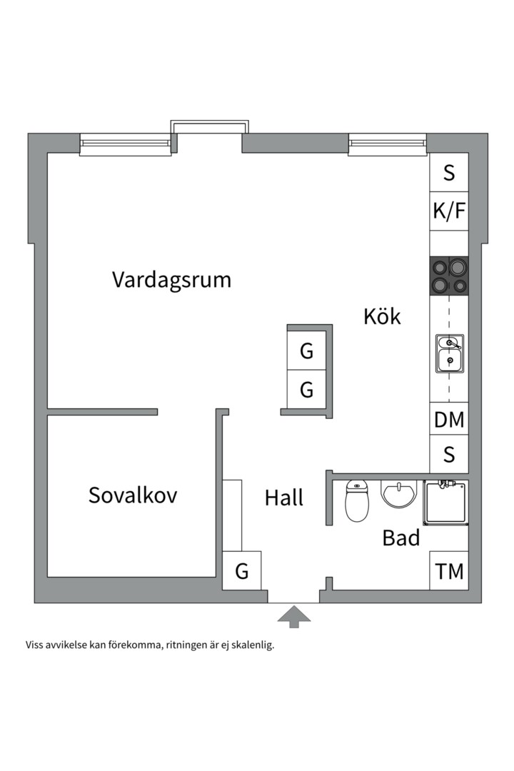 Planlösning från Byggmästargatan 13E, Kommande i Salabacke, Uppsala