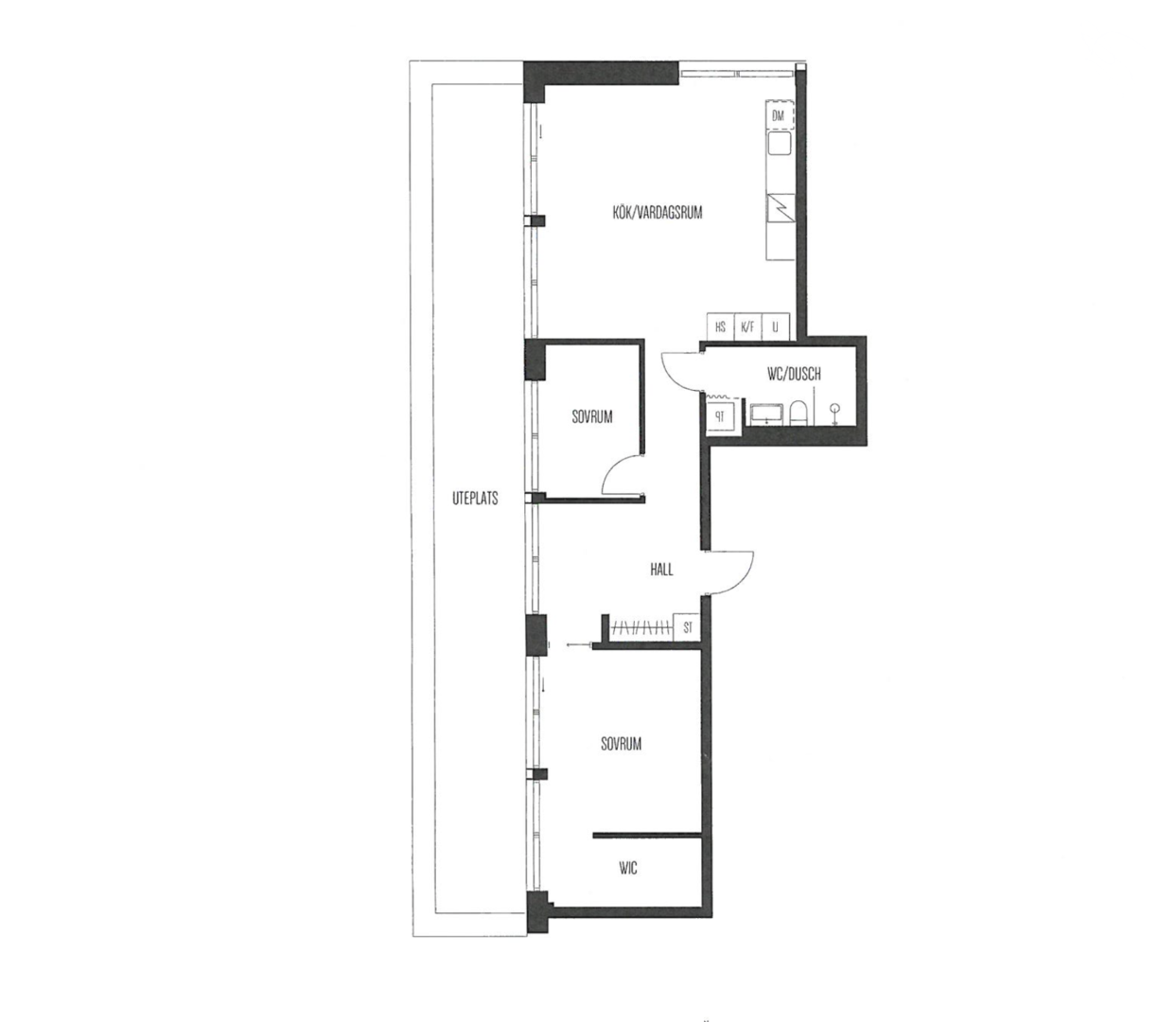 Planlösning från Fabrikörvägen 4B, Kommande i Nacka Strand, Nacka