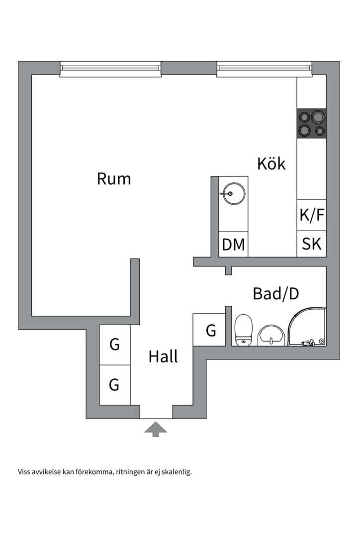 Planlösning från Götgatan 12B, Såld i Främre Luthagen, Uppsala
