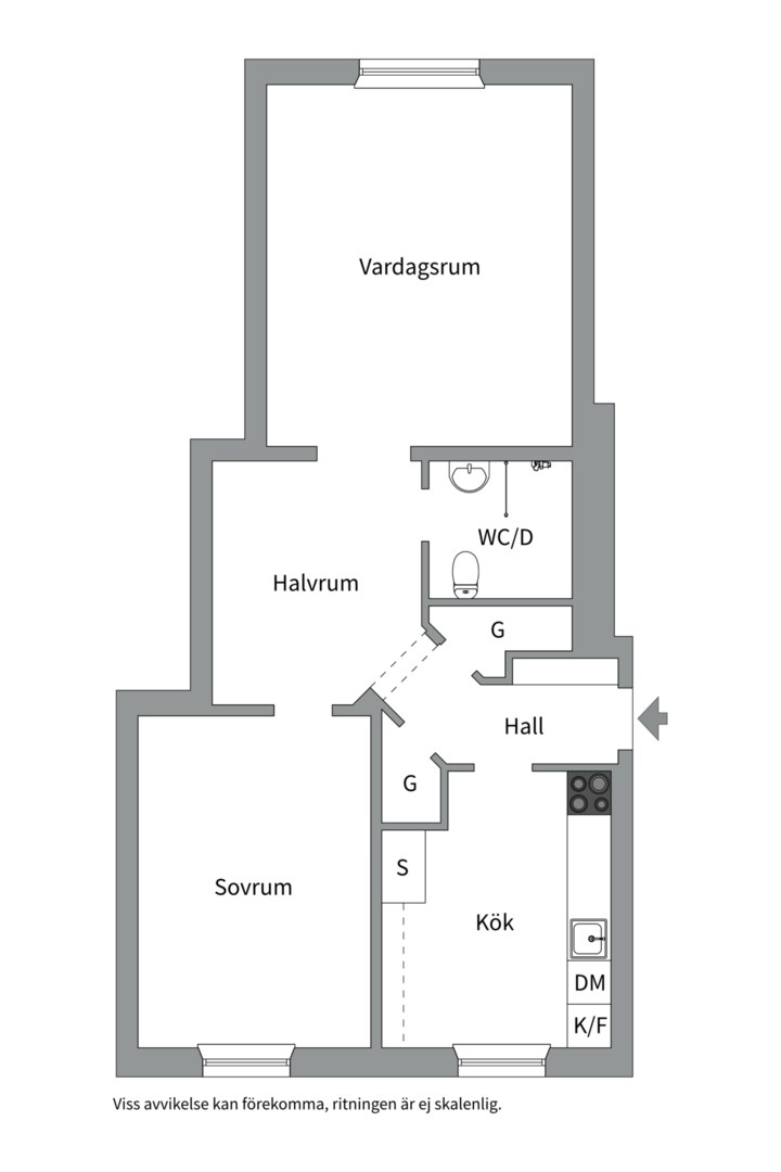 Planlösning från Ringgatan 16B, Såld i Luthagen, Uppsala
