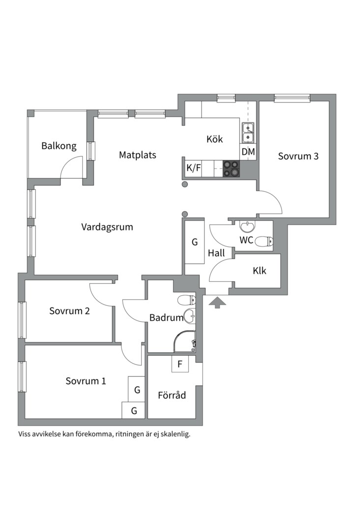 Planlösning från Gustaf Kjellbergs väg 24, Såld i Ulleråker, Uppsala