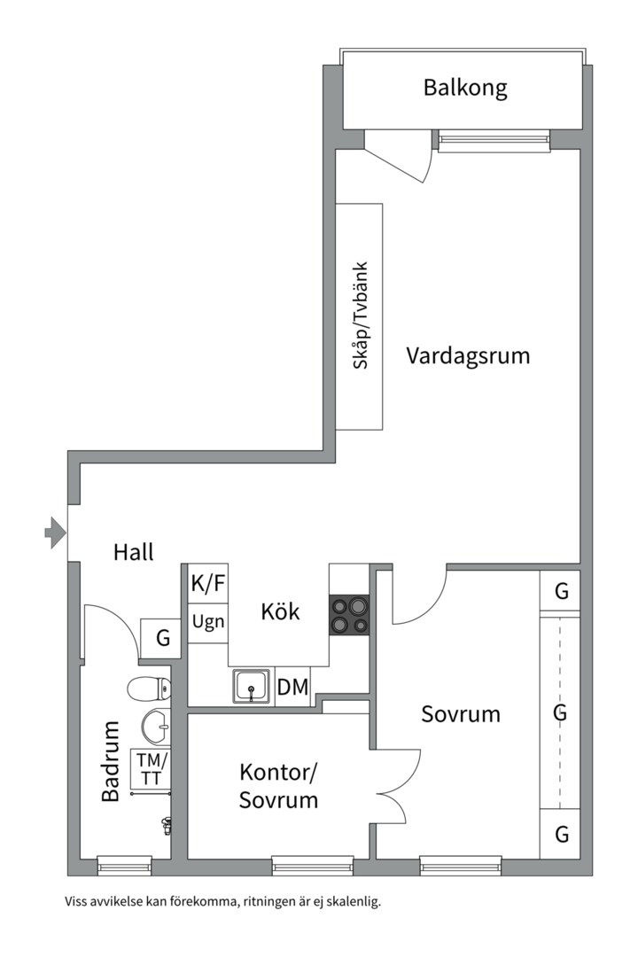 Planlösning från Beckasinvägen 28, Såld i Saltängen, Nacka
