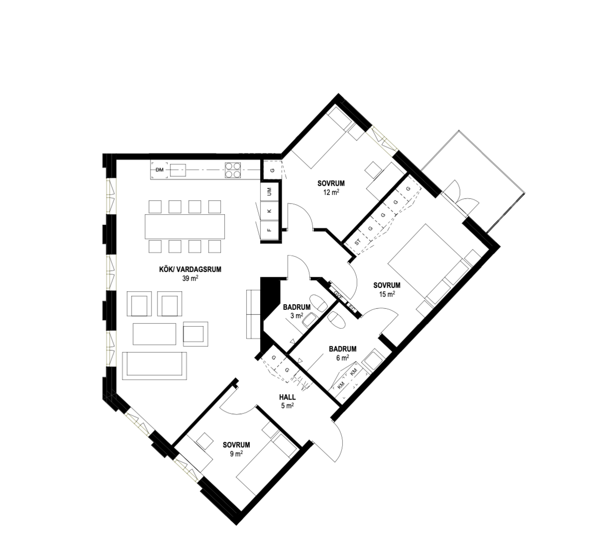 Planlösning från Nackabacken 4, Såld i Forum Nacka, Nacka