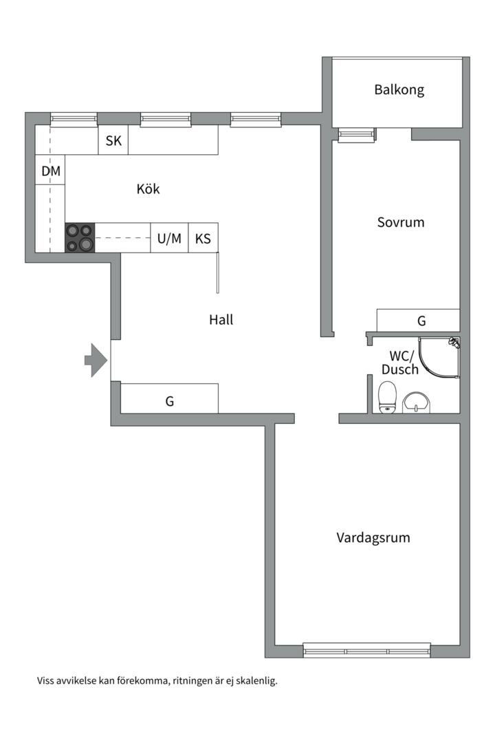 Planlösning från Gnejsvägen 6B, Såld i Eriksberg, Uppsala