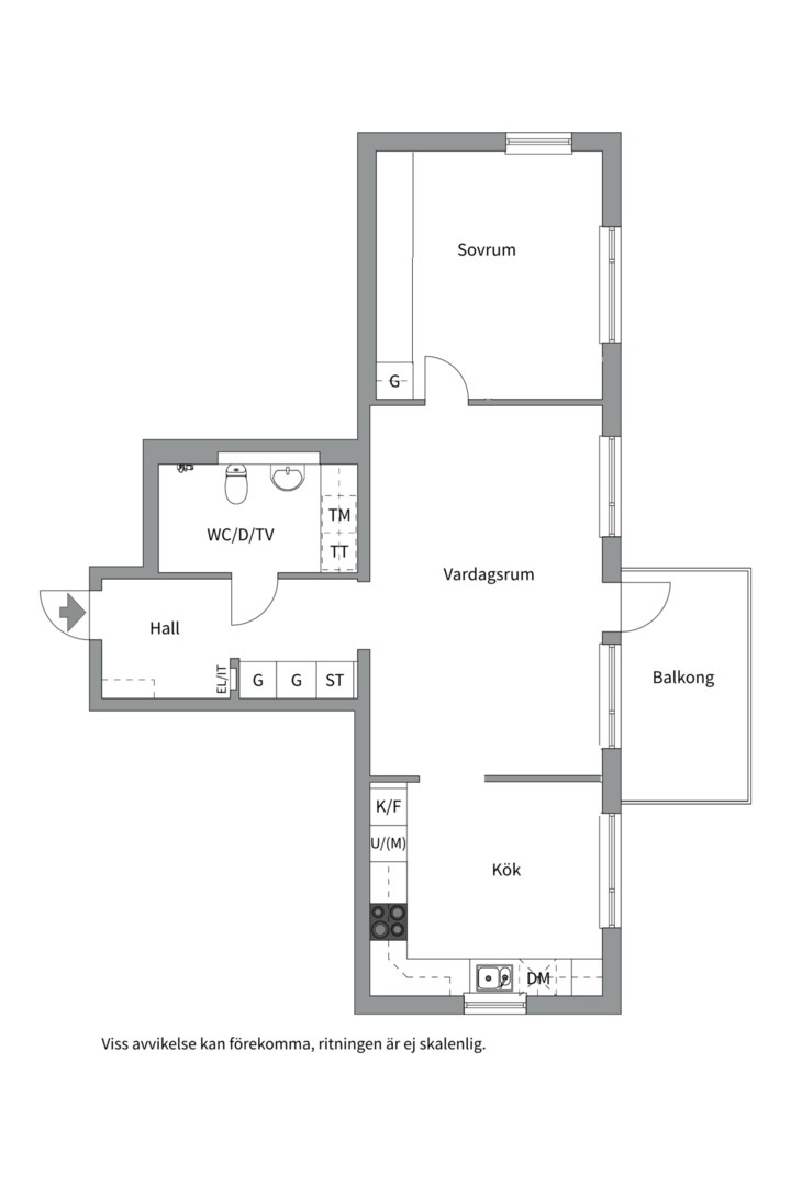 Planlösning från Lillängsvägen 4, Såld i Lillängen, Nacka