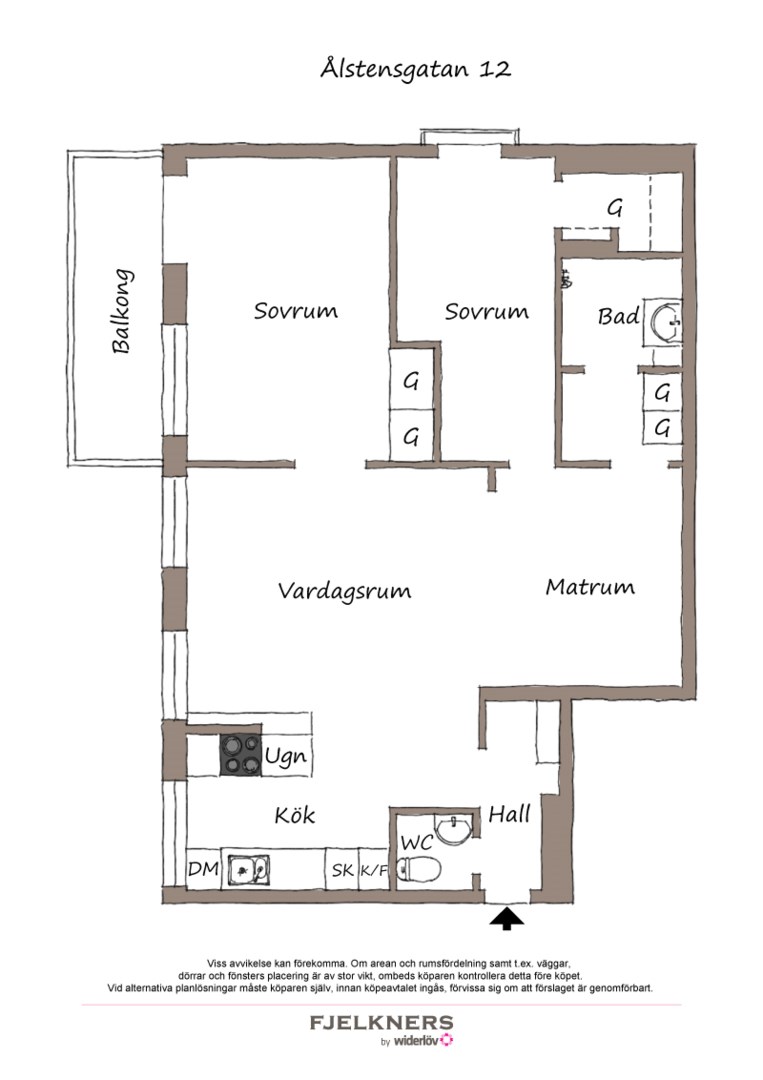 Planlösning från Ålstensgatan 12, Till salu i Bromma - Ålsten, Stockholm