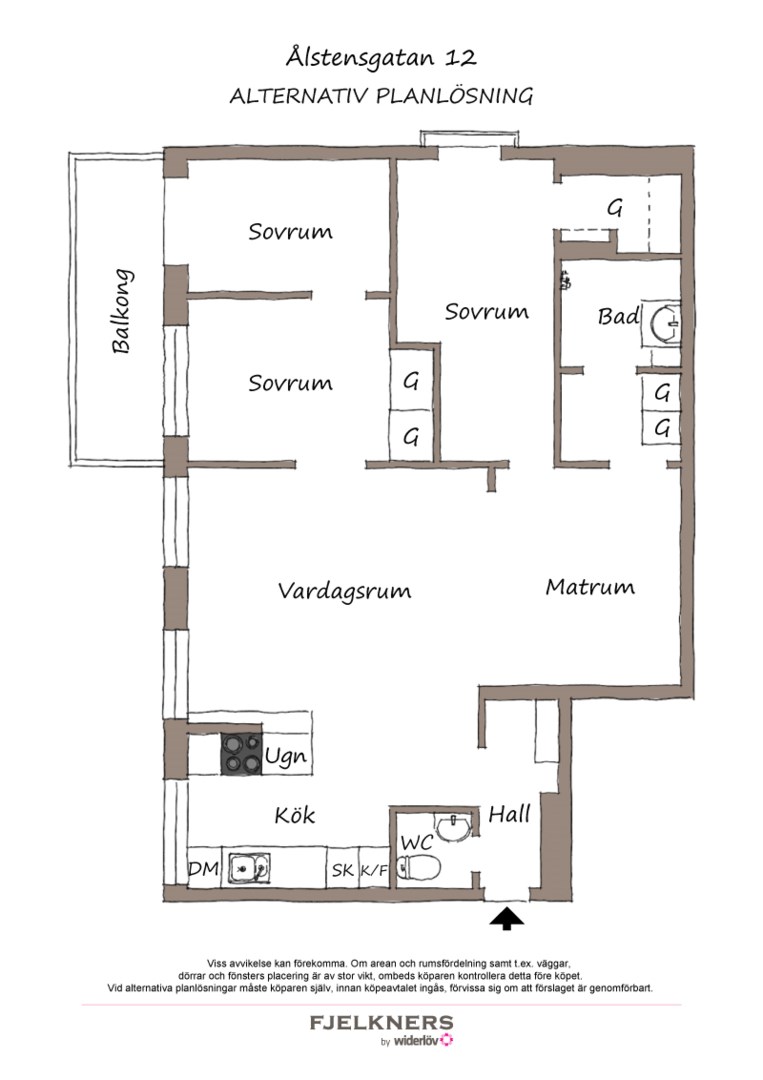 Planlösning från Ålstensgatan 12, Till salu i Bromma - Ålsten, Stockholm