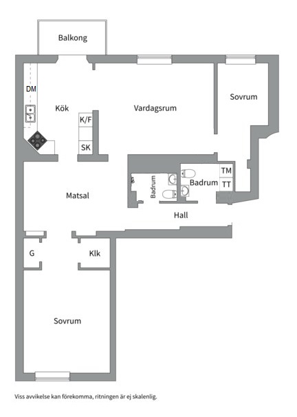 Planlösning från Kronobergsgatan 18, Såld i Kungsholmen, Stockholm