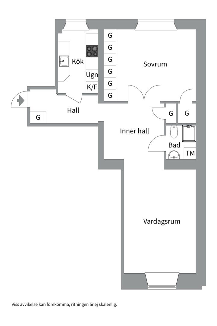 Planlösning från Tulegatan 21, Såld i Vasastan, Stockholm