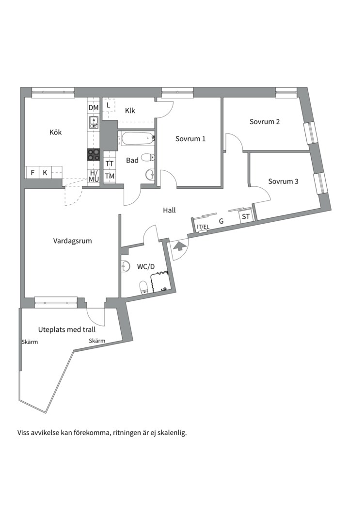 Planlösning från Pålgatan 16, Såld i Luthagen, Uppsala