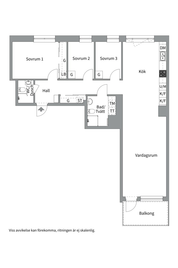 Planlösning från Gösta Wahlströms väg 2A, Såld i Rickomberga, Uppsala