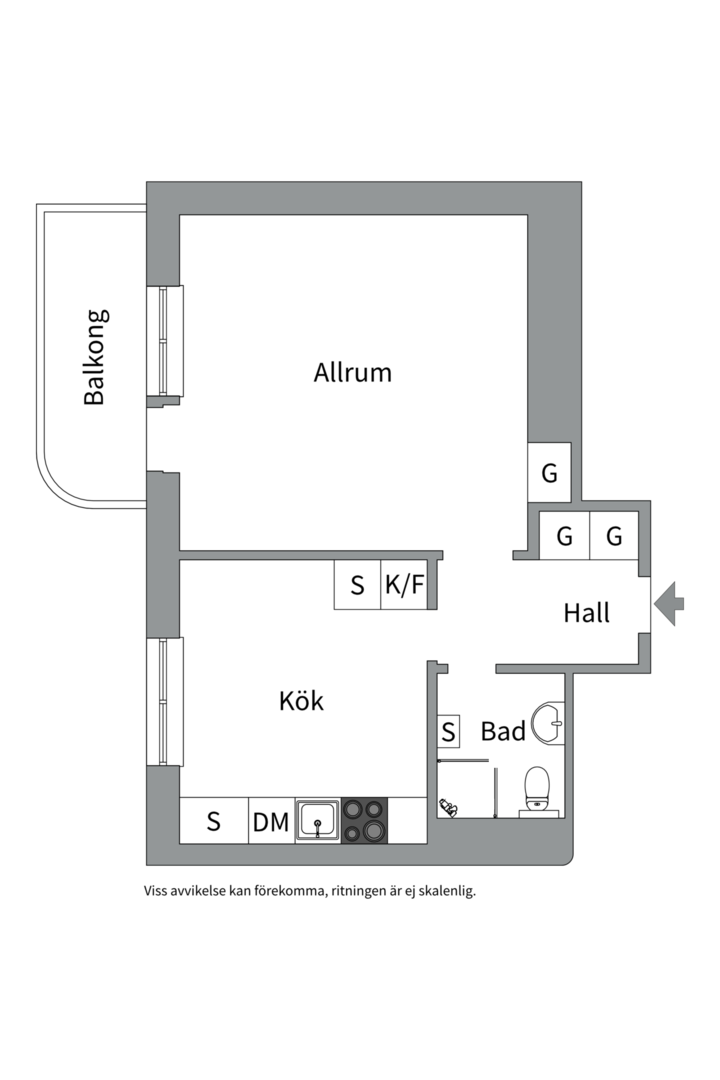 Planlösning från Tessingatan 5D, Såld i Centrum, Västerås