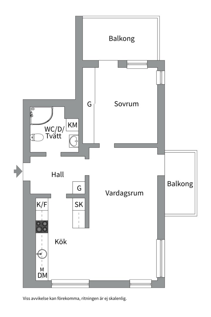Planlösning från Götgatan 30E, Såld i Luthagen, Uppsala