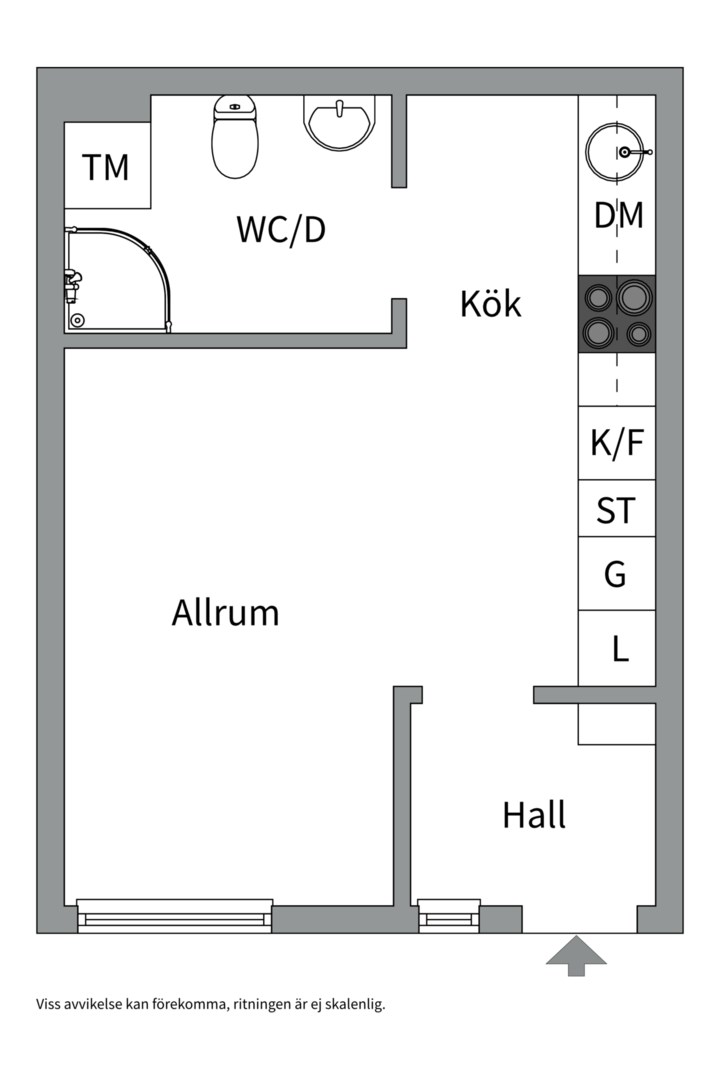 Planlösning från Petterslundsgatan 14C, Kommande i Fålhagen, Uppsala
