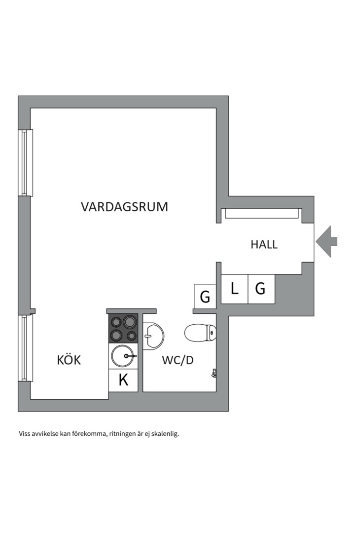 Planlösning från Tiundagatan 22 B, Såld i Luthagen, Uppsala