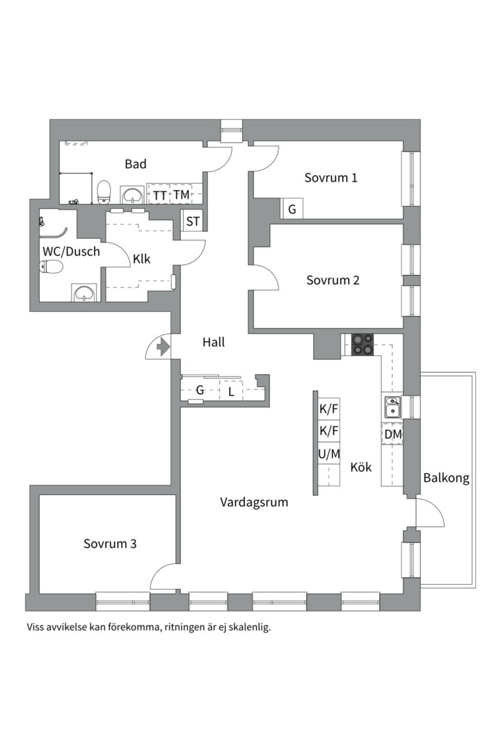 Planlösning från Kansliskrivargatan 18, Såld i Rosendal, Uppsala