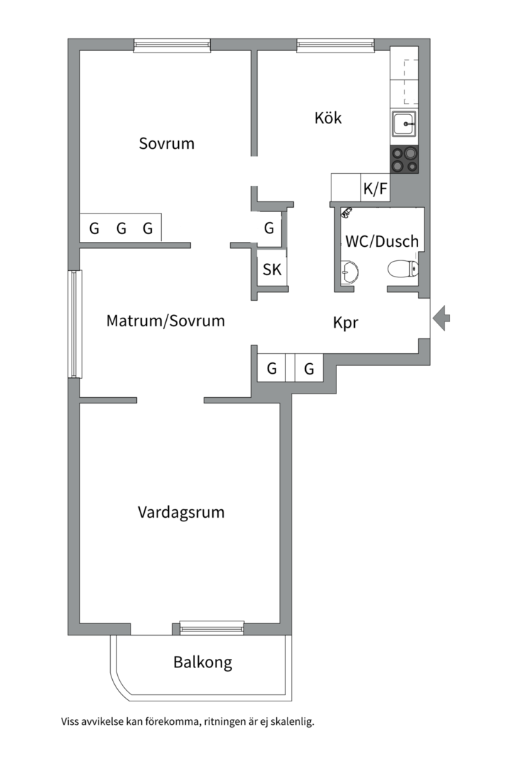Planlösning från Tessingatan 5D, Såld i Centrum, Västerås