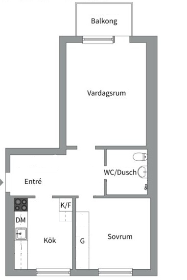 Planlösning från Haga parkgata 13A, Såld i Haga, Västerås