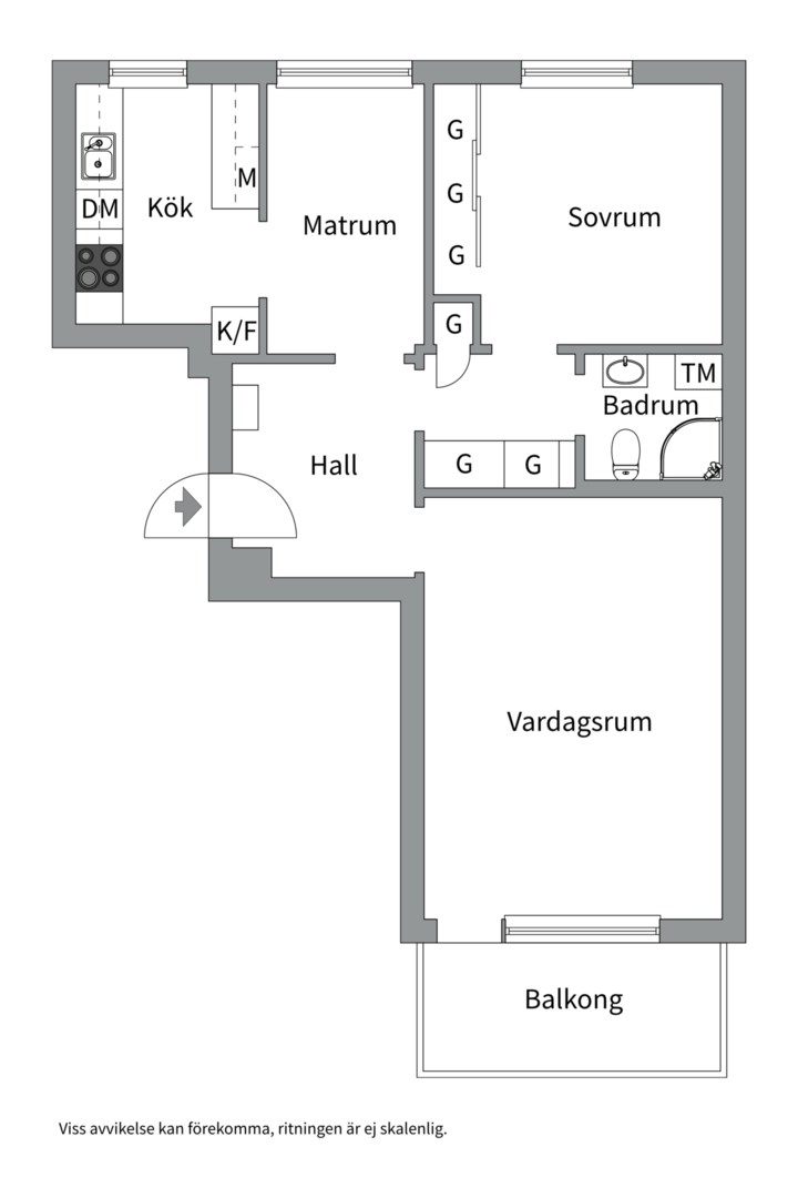 Planlösning från Kristinagatan 25, Såld i Djäkneberget, Västerås