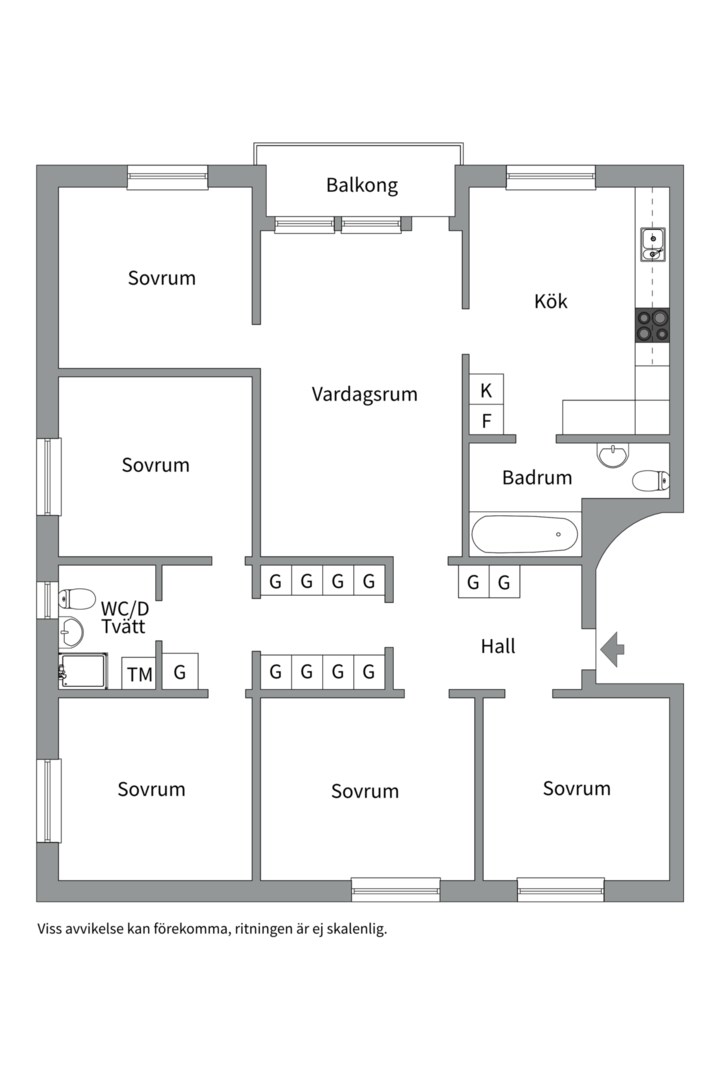 Planlösning från Granitvägen 19A, Såld i Eriksberg, Uppsala