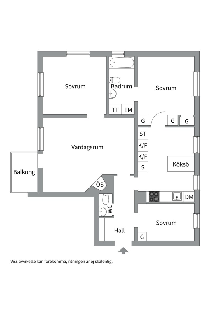 Planlösning från Artillerigatan 8, Såld i Kåbo, Uppsala