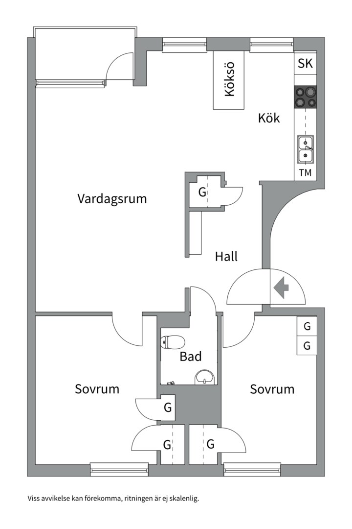 Planlösning från Hammarbygatan 5B, Såld i Oxbacken, Västerås