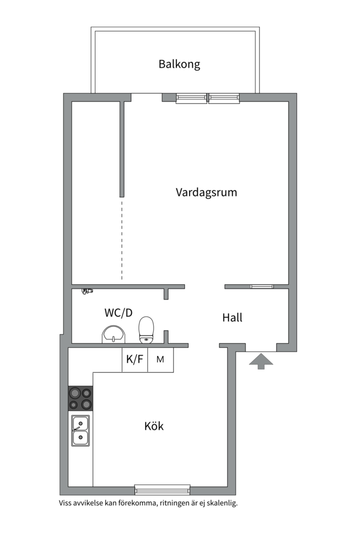 Planlösning från Frodegatan 33C, Såld i Fålhagen, Uppsala
