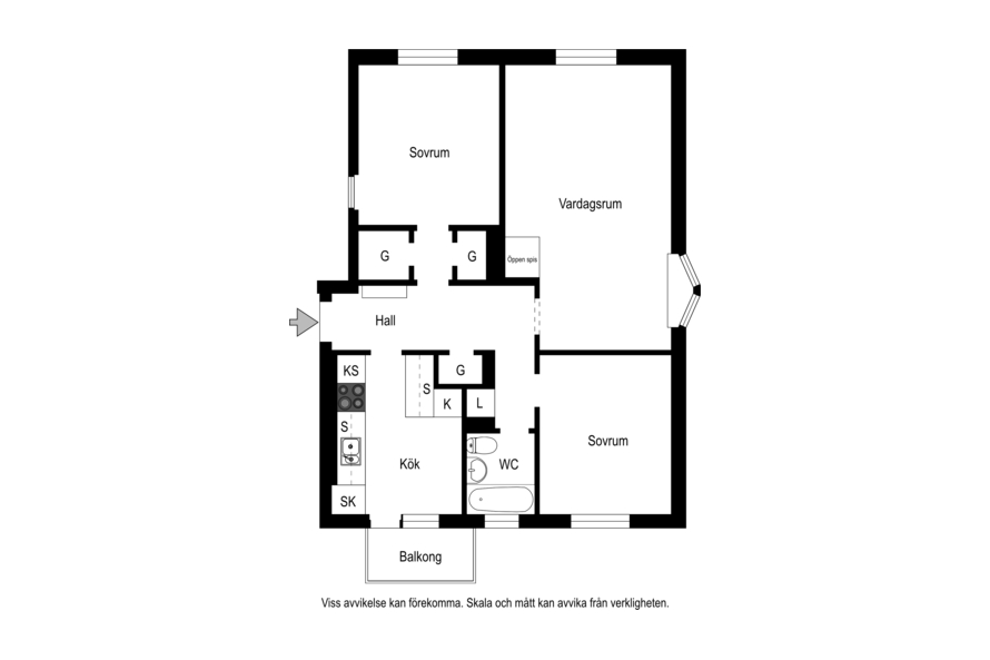 Planlösning från Torbjörnsgatan 1B, Såld i Tunabackar, Uppsala