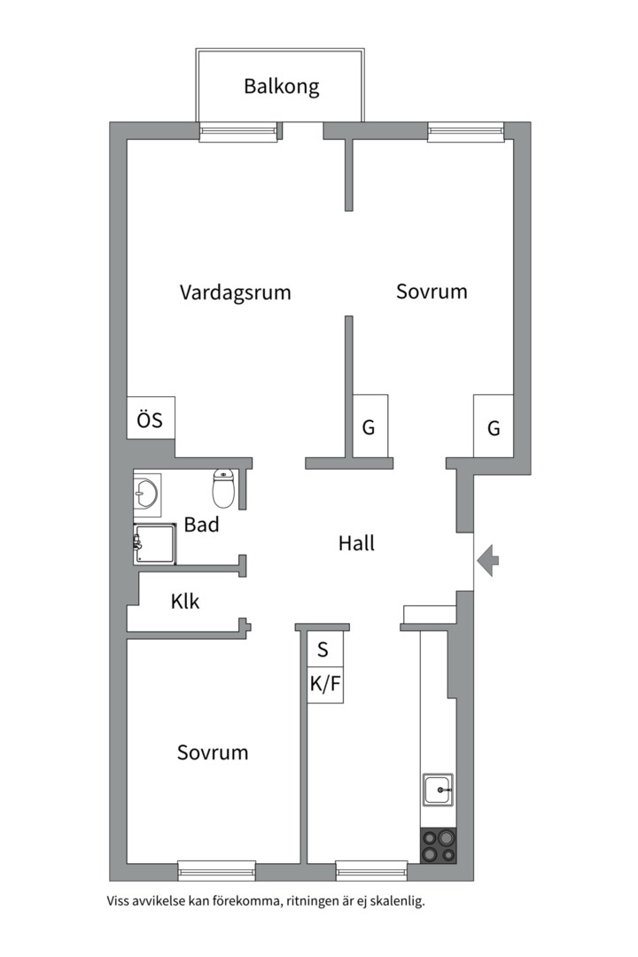 Planlösning från Sysslomansgatan 32B, Såld i Luthagen, Uppsala